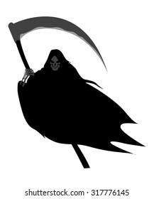 Illustration of grim reaper on white background 