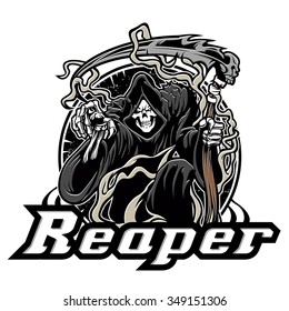  Illustration Of Grim Reaper On White Background