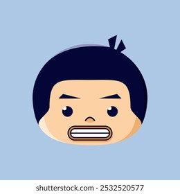 Illustration of a grimacing emoticon. Suitable for stickers, children's book icons, and completing a graphic design work