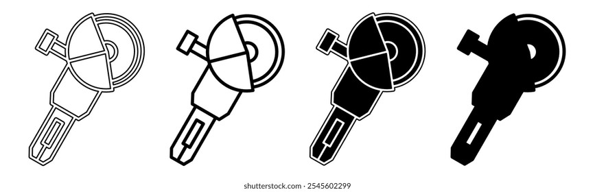 Illustration of a grinding machine. Grinding machine icon collection. Stock vector illustration.