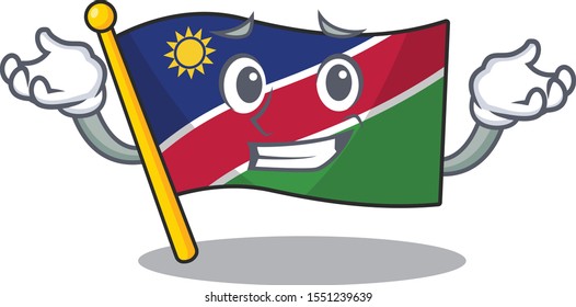 illustration grinning flag namibia isolated with cartoon