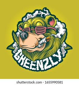 illustration of grizly weed smoke cannabis premium vector