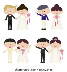  illustration of groom and bride set  