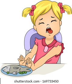 Illustration Grossed Out Little Girl Pushing 库存矢量图（免版税）169733450 ...