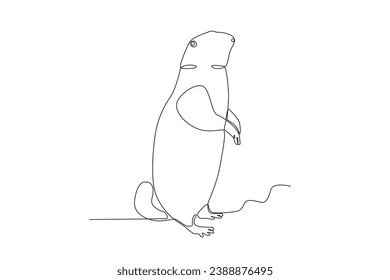 Illustration of a groundhog to predict the seasons. Groundhog day one-line drawing