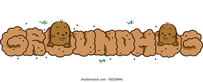 Illustration of Groundhogs Coming Out of their Burrows