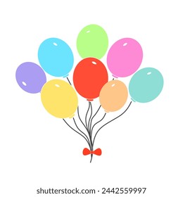 Illustration of a group of balloons, birthday balloons. 
Vector illustration of a group of balloons isolated on a white background. 
Cool illustration for poster, birthday greeting card.