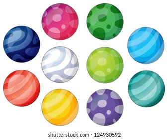 Illustration of a group of balls on a white background