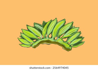 illustration of a group of bananas without background on an orange background
