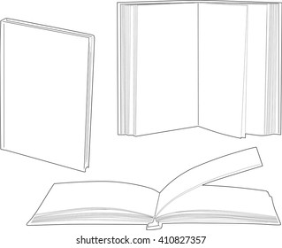 illustration with group of books isolated on white background