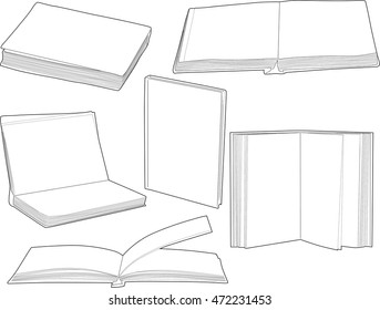 illustration with group of books isolated on white background