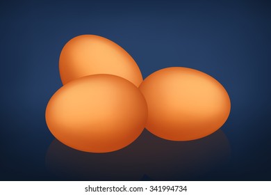 illustration of group brown eggs on dark background
