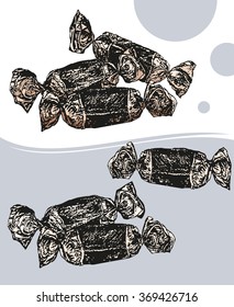 Illustration of group of candies executed in a schedule manner on a color background