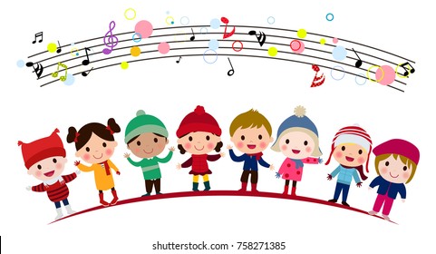 Illustration of group of children singing