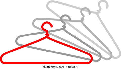 Illustration of a group of cloth hanger 	