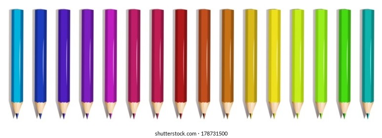 Illustration of a group of colorful pencils on a white background