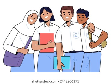 
illustration of a group of diverse young high school students