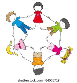 illustration of a group of friends holding hands