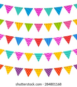 Illustration Group Hanging Bunting Party Flags, for Your Designs (Birthday Party, Wedding Celebration) - Vector - Vector