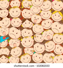 ilustración del grupo de niños mirando hacia arriba