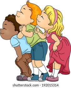 Illustration of a Group of Kids Smelling Something