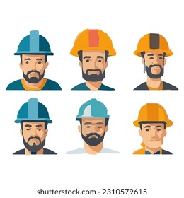 Illustration of group of man wearing construction helmet or industrial helmet . Happy Father's day.
