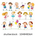 Illustration of a group of mixed kids