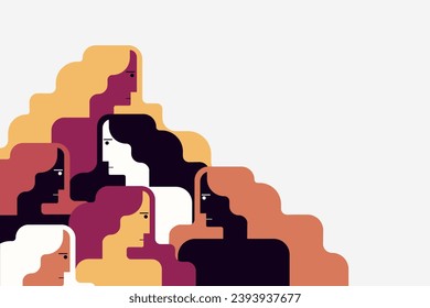 Illustration of a group of multi ethnic women. Concept for women power
