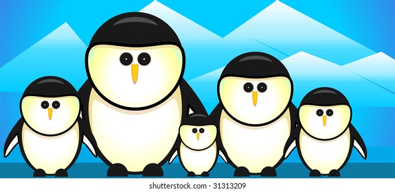 Illustration of Group of penguins	