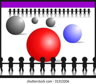 Illustration of Group of people and balls	
