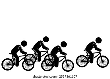 illustration of a group of people cycling together, bicycle racing