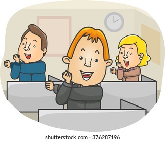 Illustration Of A Group Of People Doing An Office Exercise