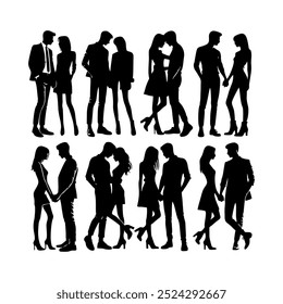 Illustration of a Group of People in Silhouette for Graphic Design