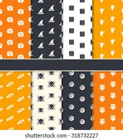 Illustration Group Seamless Patterns for Happy Halloween - Vector