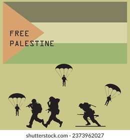 illustration of a group of SOLDIERS, CONCEPT OF FREE PALESTINE 