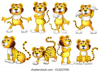 Illustration Of A Group Of Tigers