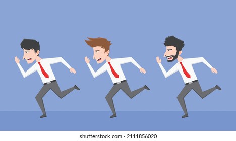 Ilustración de un grupo de trabajadores en carrera
