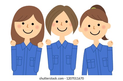 Illustration of a group of workers wearing work clothes.
