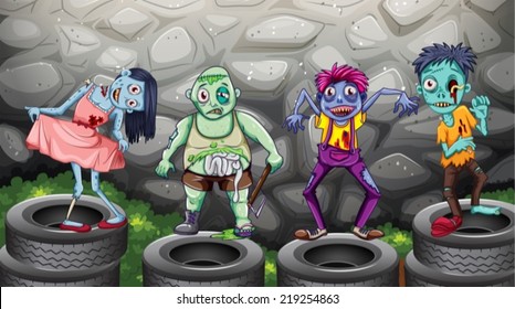 Illustration of a group of zombies