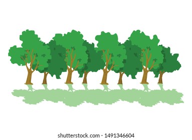 Illustration of a grove of trees and shadows