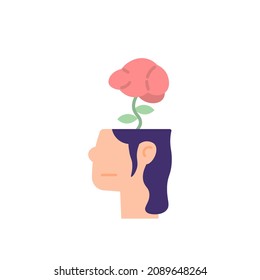 illustration of a growing brain. brain plant. mind development and mindset. knowledge investment. flat cartoon style. vector design