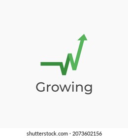 Illustration Growing Logo Design. Simple Statistics Or Graph Up Icon Vector Logo Design