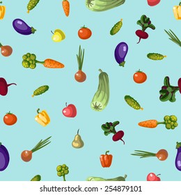 Illustration with growing vegetables - beetroot, potato, carrot, garlic and onion