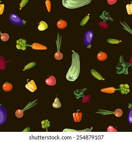 Illustration with growing vegetables - beetroot, potato, carrot, garlic and onion