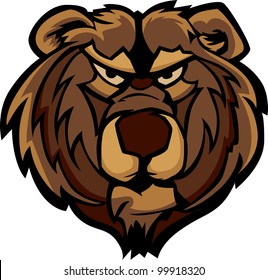 Illustration of a Growling Bear Head Graphic Mascot Vector