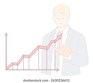 An illustration of growth trends with a professional accurately analyzing data for enhanced business success