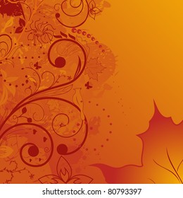 Illustration grunge autumn background, element for design - vector