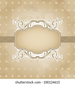 Illustration grunge background with vintage floral label - vector