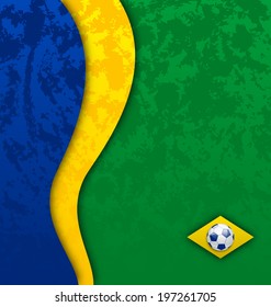 Illustration grunge football background in Brazil flag colors - vector 