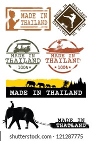 Illustration of grunge rubber stamp with symbolic of Thailand, Vector